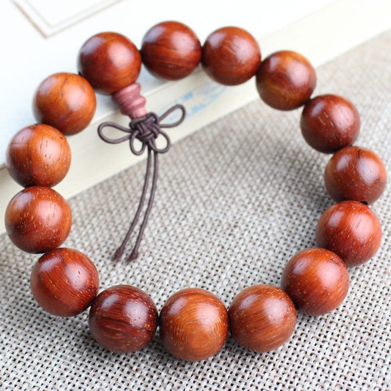 Red Pear Wood Bracelet with 108 Buddhist Bead Sandalwood Bracelet - Neon North Clothing
