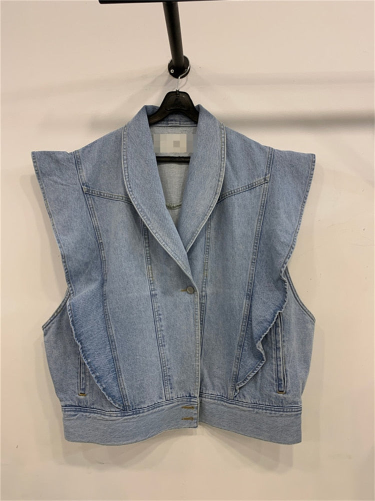 Waistcoat Denim Jacket with Pockets - Stylish Jeans Top for Every Occasion - Neon North Clothing