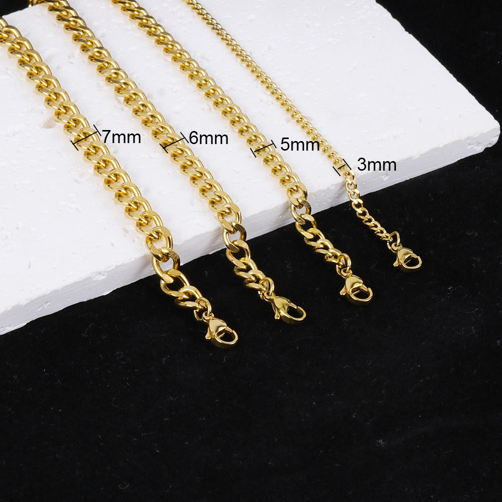 Cuban Electroplated Titanium Steel Thick Chain Bracelet - Neon North Clothing