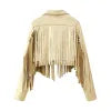 Spring Women Leather Jacket with Classic Tassel Design - Neon North Clothing