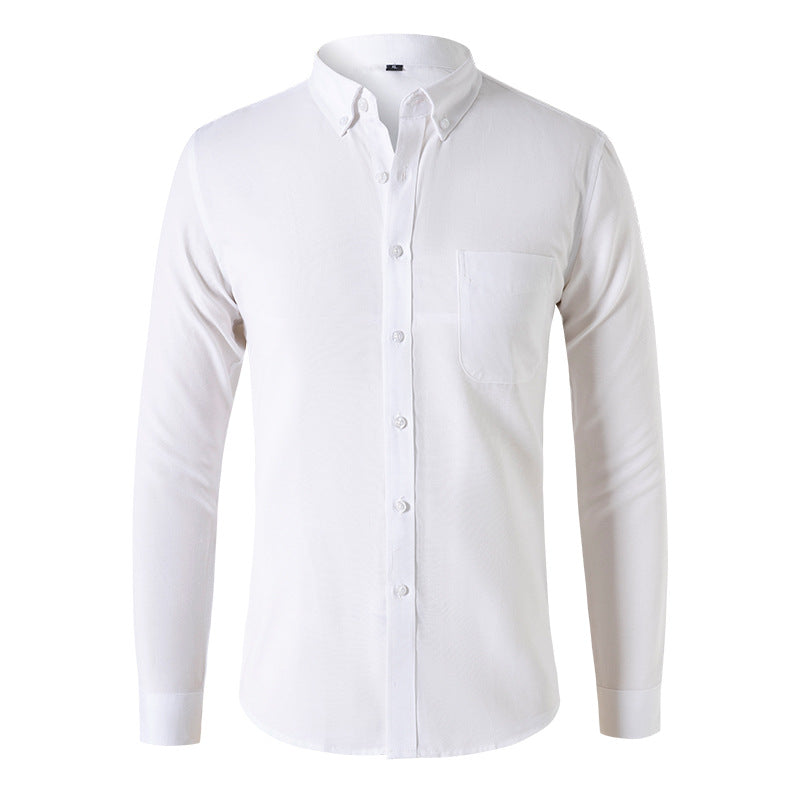 Cotton Long-sleeved Men’s Shirt - Casual Solid Color Regular Fit