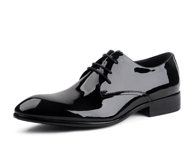 Leather Wedding Shoes - Glossy Lace-up Pointed-toe Design