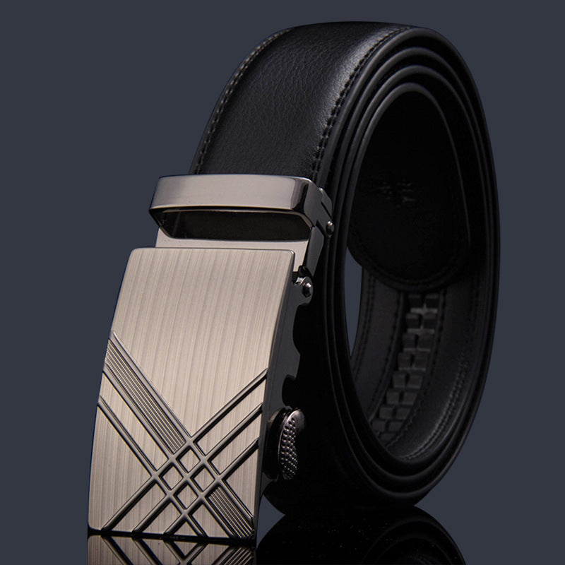 Mens Leather Belt Automatic Buckle - Genuine Leather for Comfort and Style - Neon North Clothing