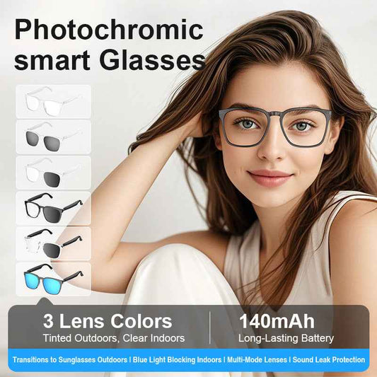 AI Translation Smart Glasses with Photochromic Lenses and Bluetooth Wireless Technology