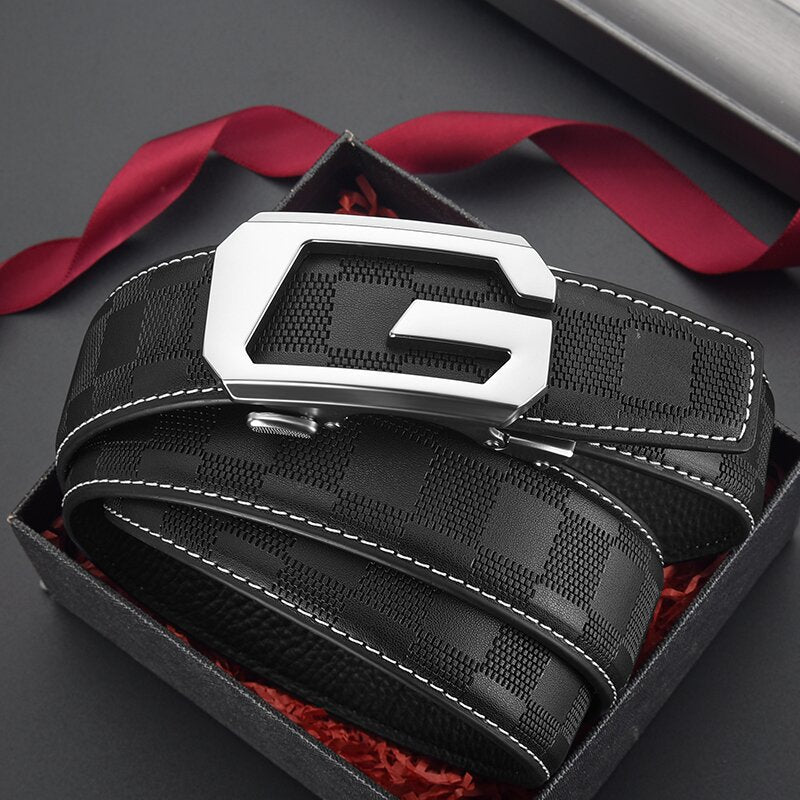 Mens Leather Belt With Lettering - Neon North Clothing