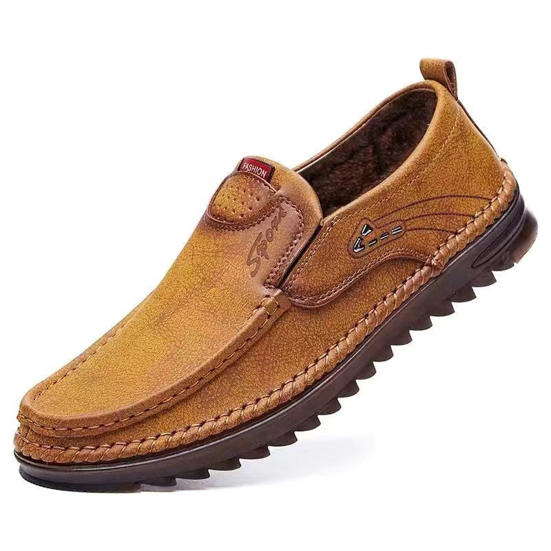 Non-Slip Leather Shoes with Wear-Resistant Soft Sole