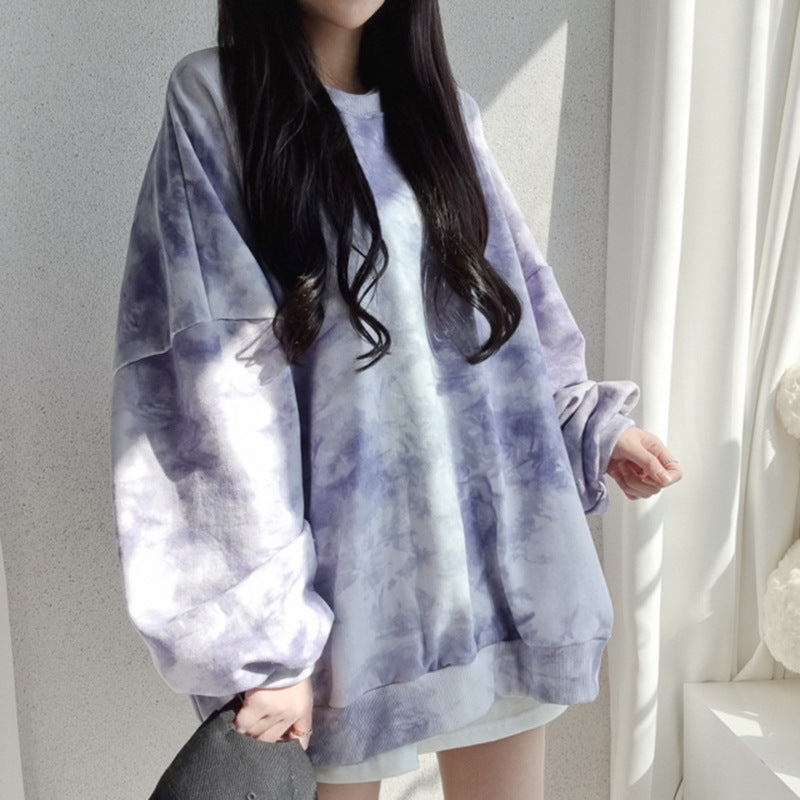 Tie-dyed Oversized Sweatshirt for Women – Comfortable Cotton Style