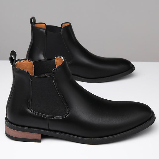 Chelsea Men's Leather Boots - High-Top Casual Business Wear Pointed Design