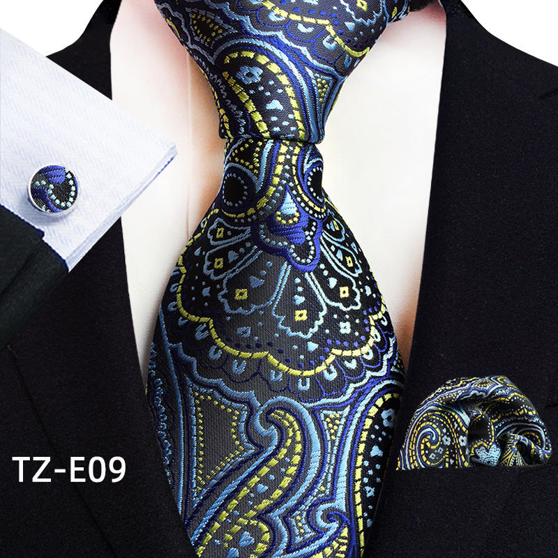 Paisley Tie Set with Square Scarf and Cufflinks - Three-Piece Accessory Set - Neon North Clothing
