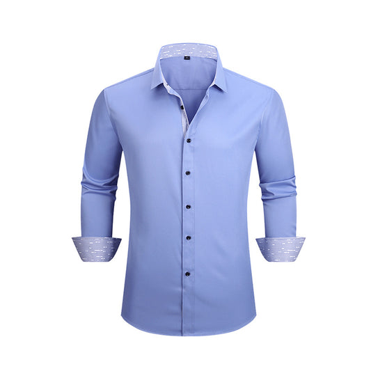 Men's Stretch Business Casual Shirt - Long-sleeved Slim Fit with Four-way Stretch