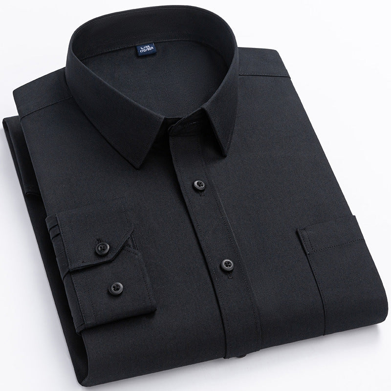 Spring Mens Khaki Cotton Long-sleeve Shirt - Slim Fit