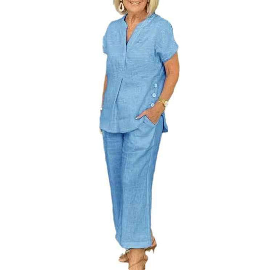 Short-sleeve Top And Pants Casual Two-piece Set