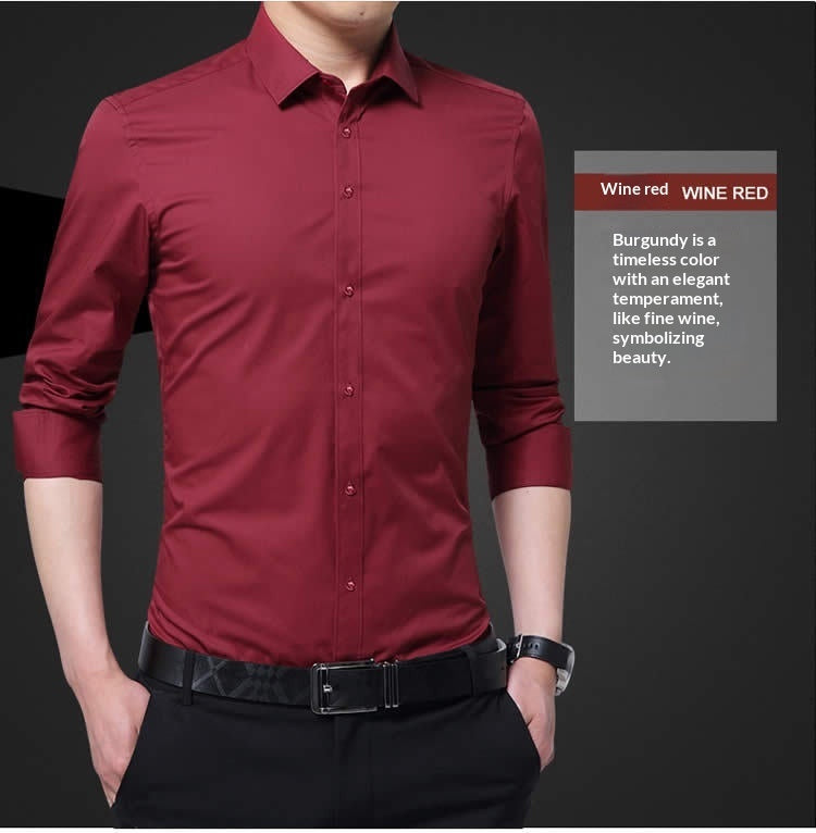 Men's Slim Fit Long-Sleeve Shirt in Solid Color