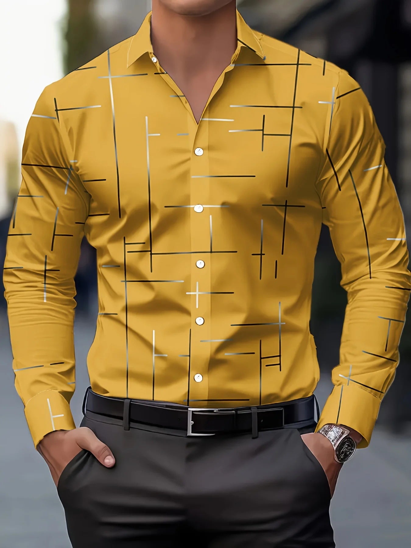 Men's Printed Casual Shirt - Regular Fit with Patterned Design