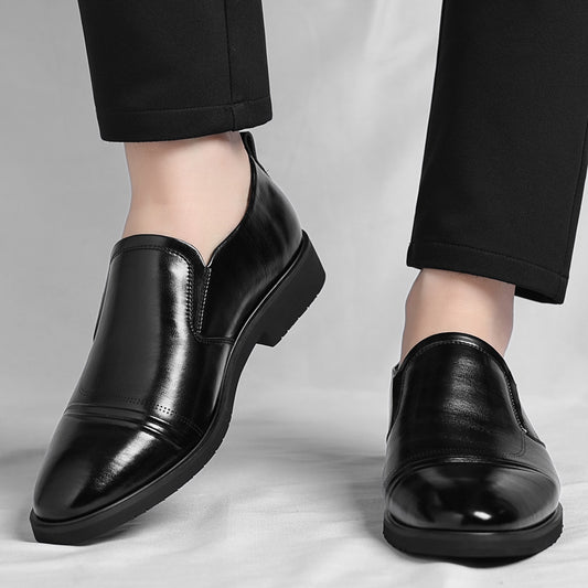 Mens Plus-Size Vintage Leather Shoes for Business Slip-On Style