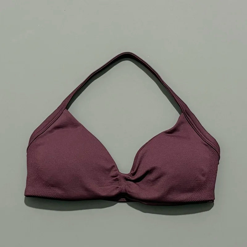Strappy Backless Yoga Gym Bra with Push-up Removable Cups - Neon North Clothing
