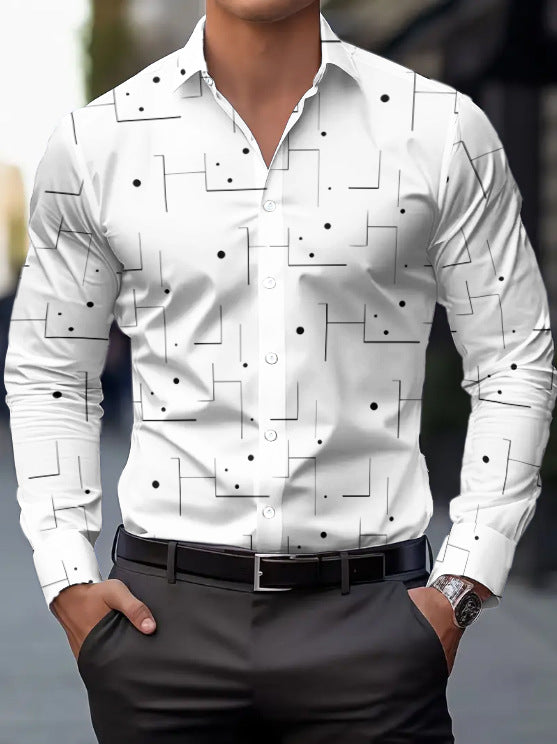 Mens Breathable Slim Fit Shirt - Casual Irregular Pattern Design
