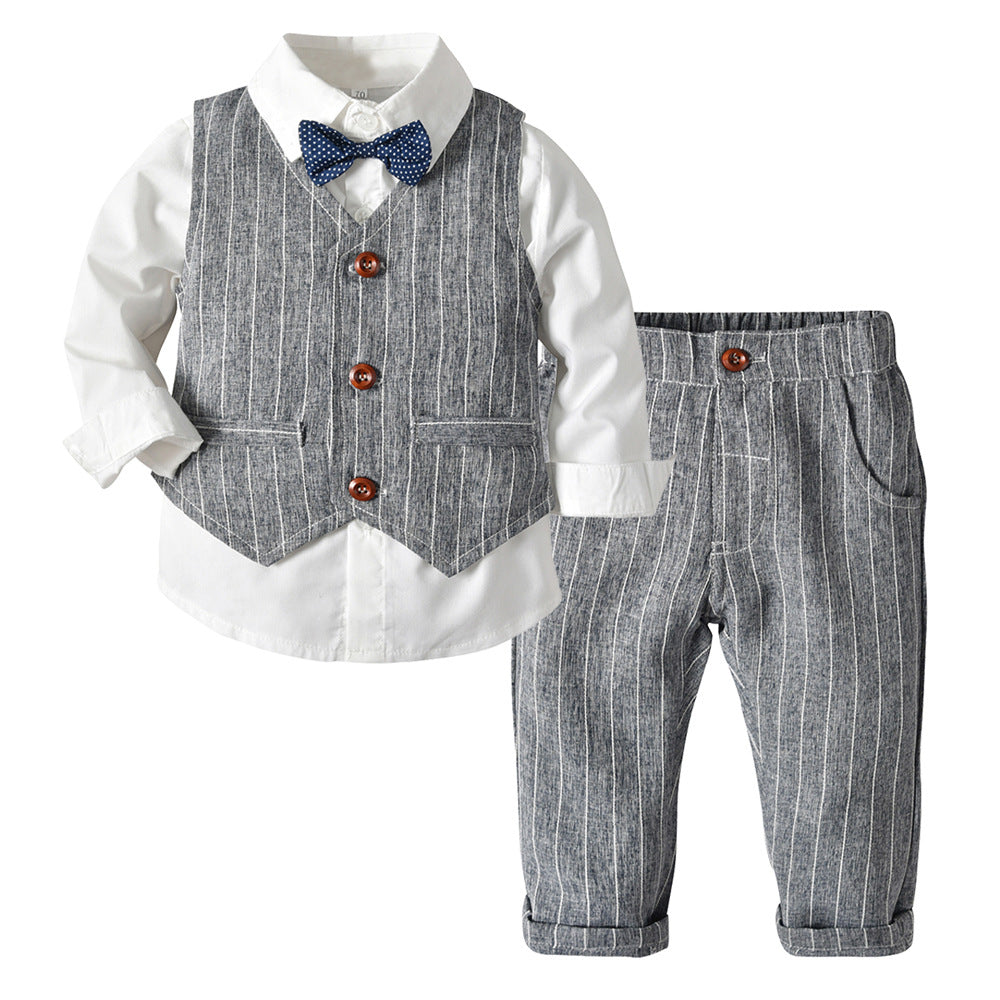 Boys Autumn Clothing Set - Three-Piece Cotton Suit for Children