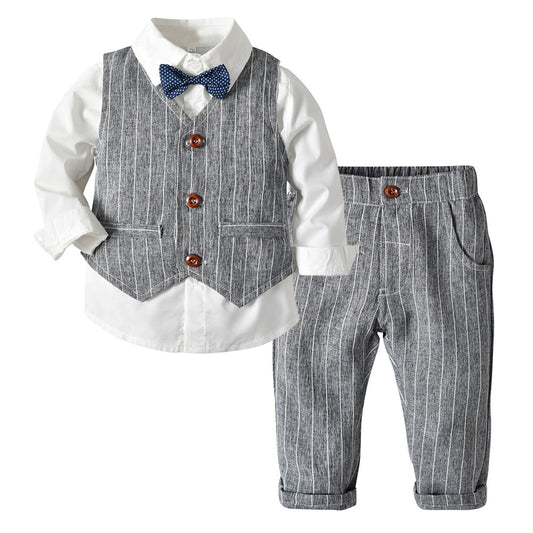 Boys Autumn Clothing Set - Three-Piece Cotton Suit for Children