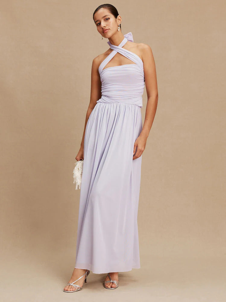Pleated Three-Way Dress in Solid Colors with Adjustable Straps - Neon North Clothing