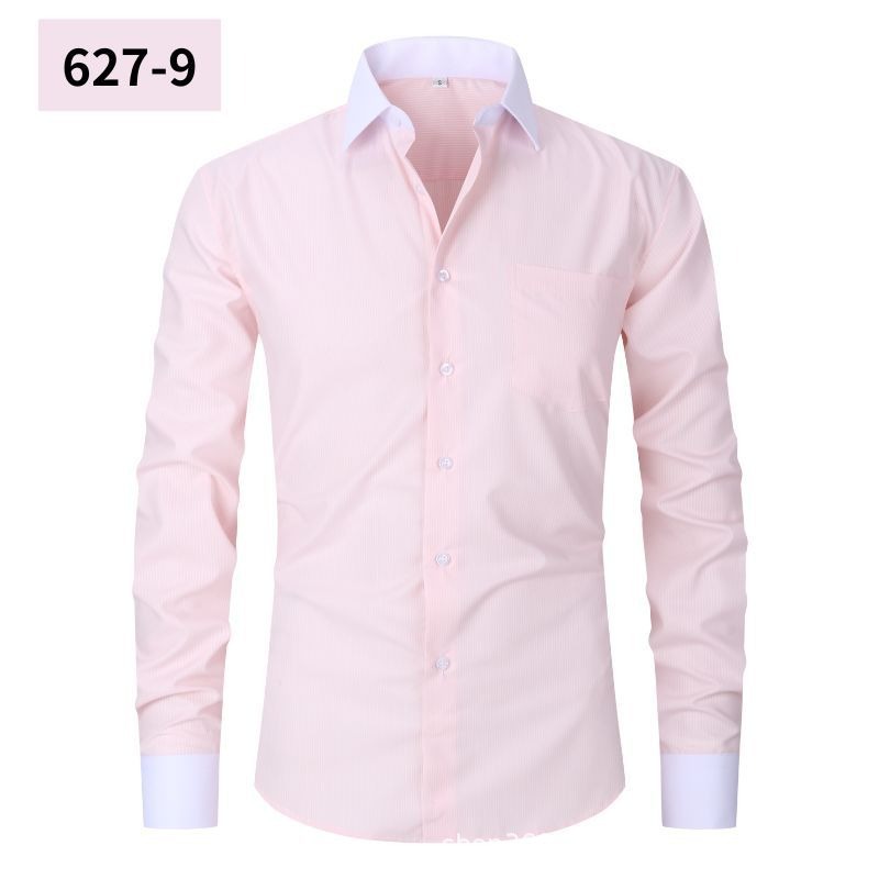 Mens Striped Iron Free Shirt - Plus Size Slim Fit Option