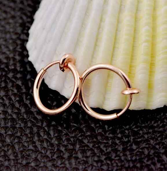 1 Pair 13mm Punk Goth False Hoop Earrings Septum Clip on Boby Nose Lip Ear Fake Piercing Rings Stud - Neon North Clothing