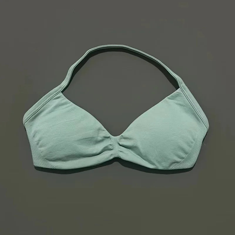 Strappy Backless Yoga Gym Bra with Push-up Removable Cups - Neon North Clothing