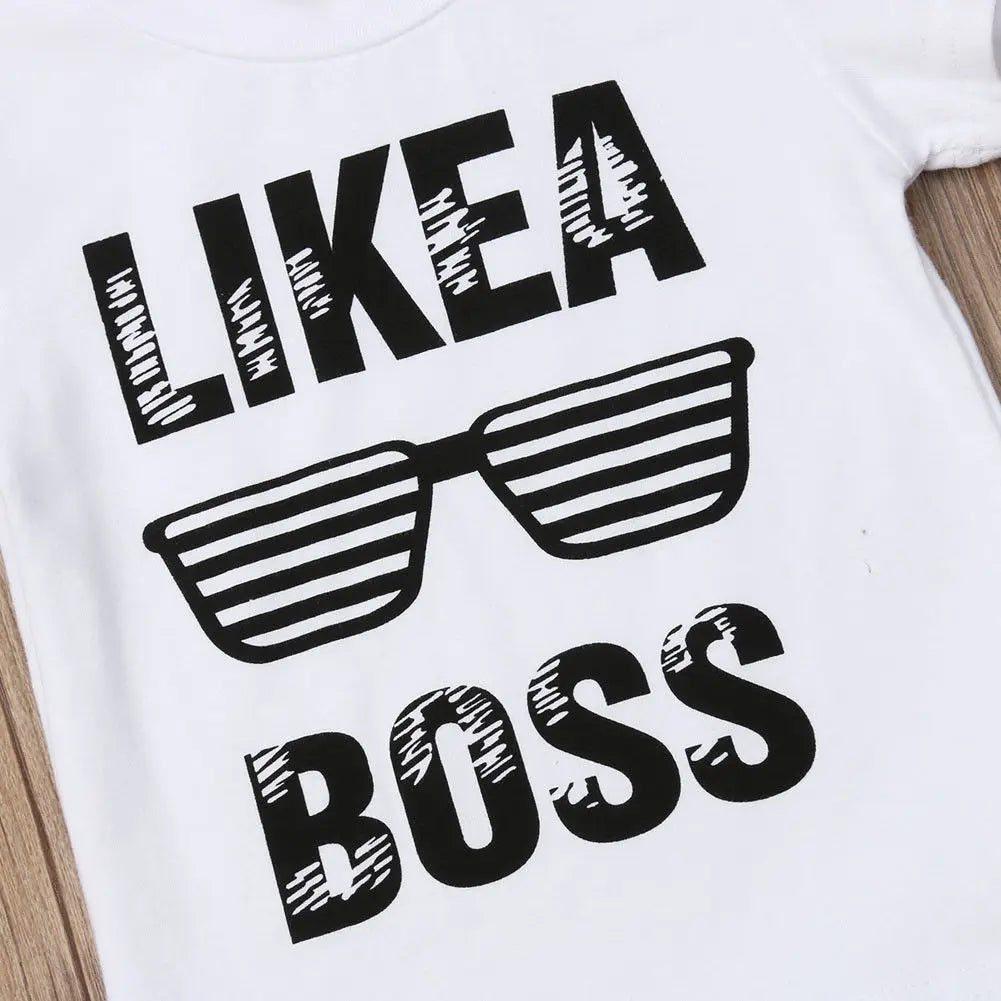 Infant Toddler Cotton Clothing Set for Baby Boys - Like A Boss T-Shirt and Pants Outfit - Neon North Clothing