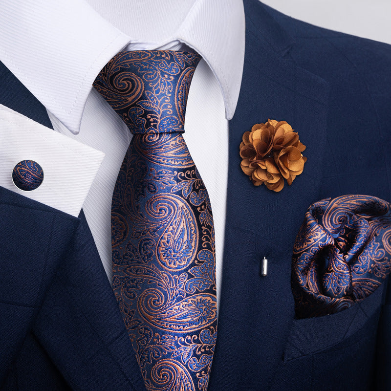 Men's Tie and Pocket Square Set with Pin - 2 Piece Suit Combo - Neon North Clothing