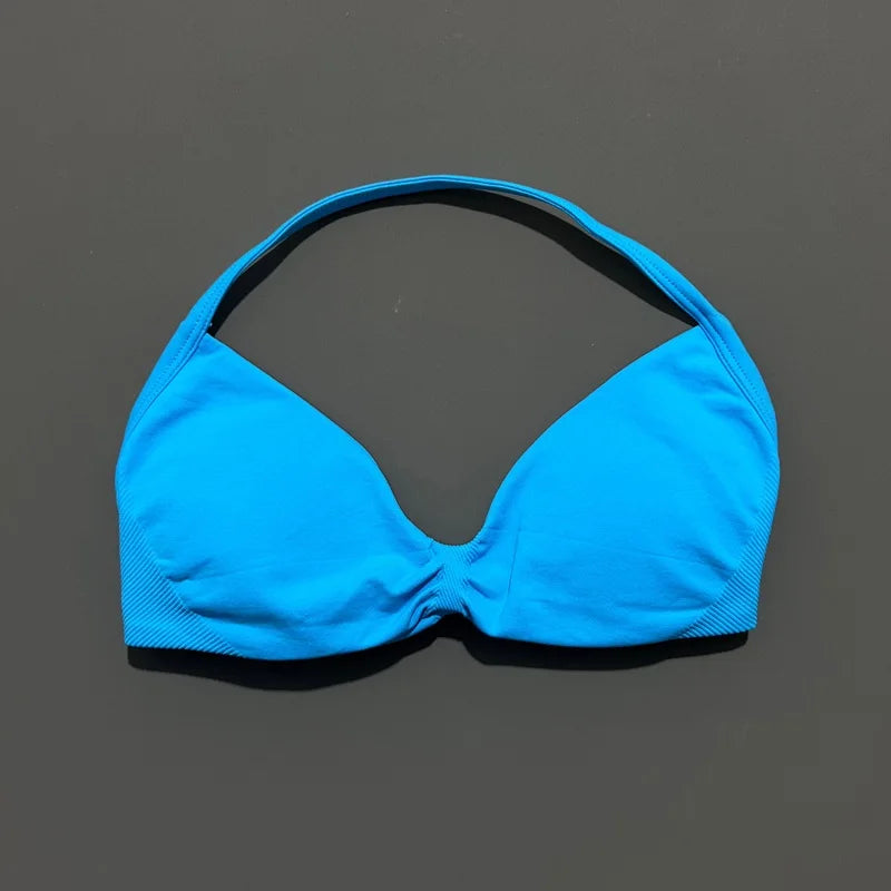 Strappy Backless Yoga Gym Bra with Push-up Removable Cups - Neon North Clothing