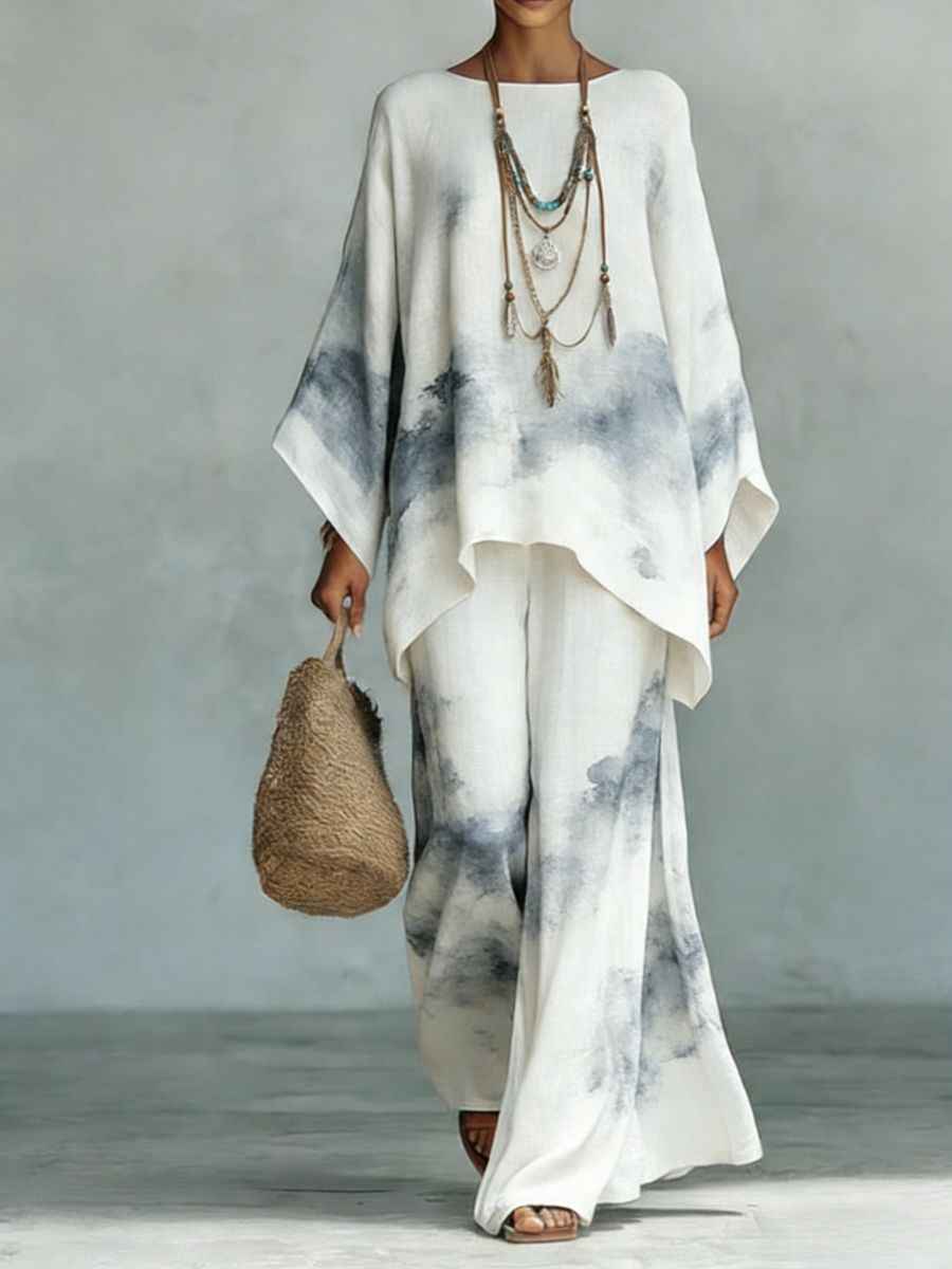 Women's Floral Print Linen Wide-Leg Set for Effortless Style