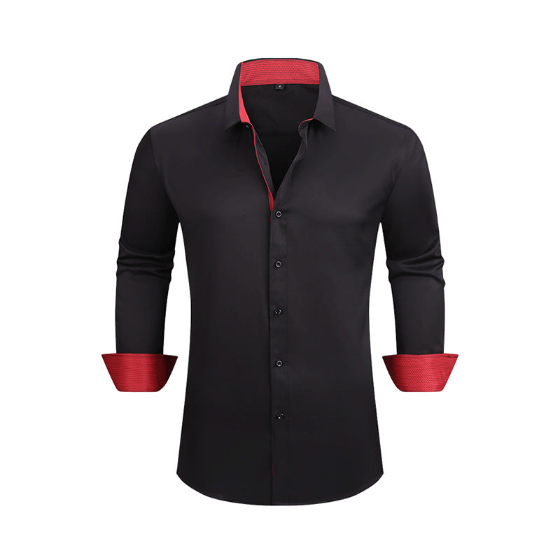 Men's Stretch Business Casual Shirt - Long-sleeved Slim Fit with Four-way Stretch