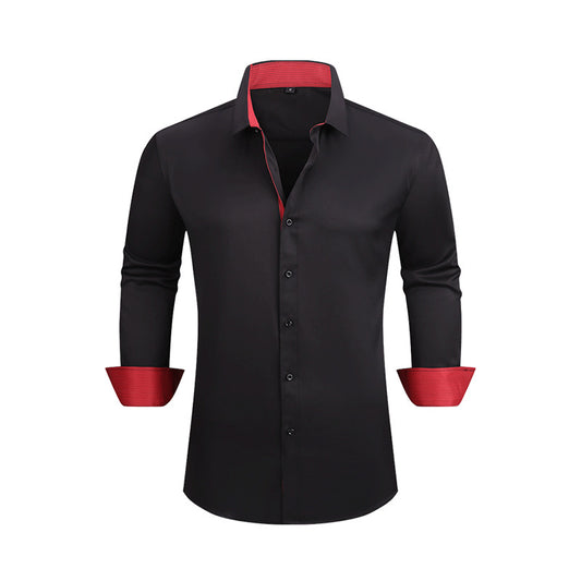 Men's Stretch Business Casual Shirt - Long-sleeved Slim Fit with Four-way Stretch