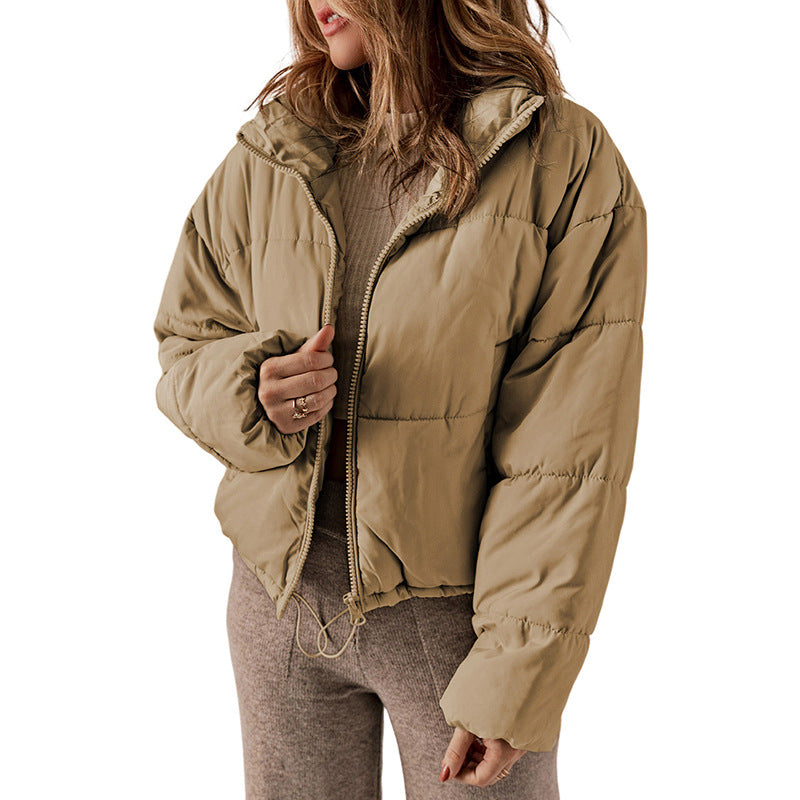 Thickened Warm Leisure Women's Cotton-Padded Jacket with Stand-Up Collar