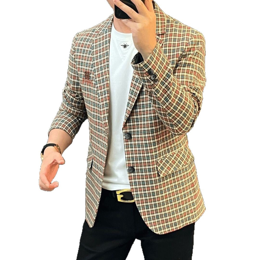 Versatile Plaid Suit Jacket for Men