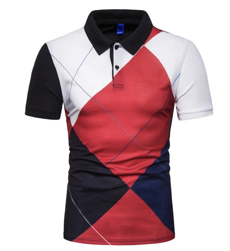 Printed Polo T-Shirt - Short-Sleeved Lapel Design - Neon North Clothing