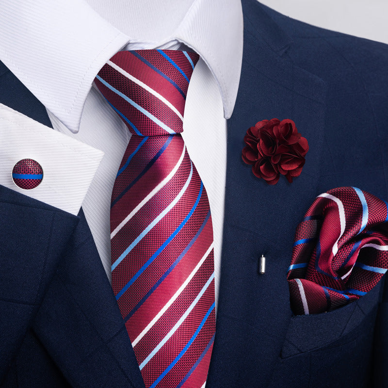 Men's Tie and Pocket Square Set with Pin - 2 Piece Suit Combo - Neon North Clothing