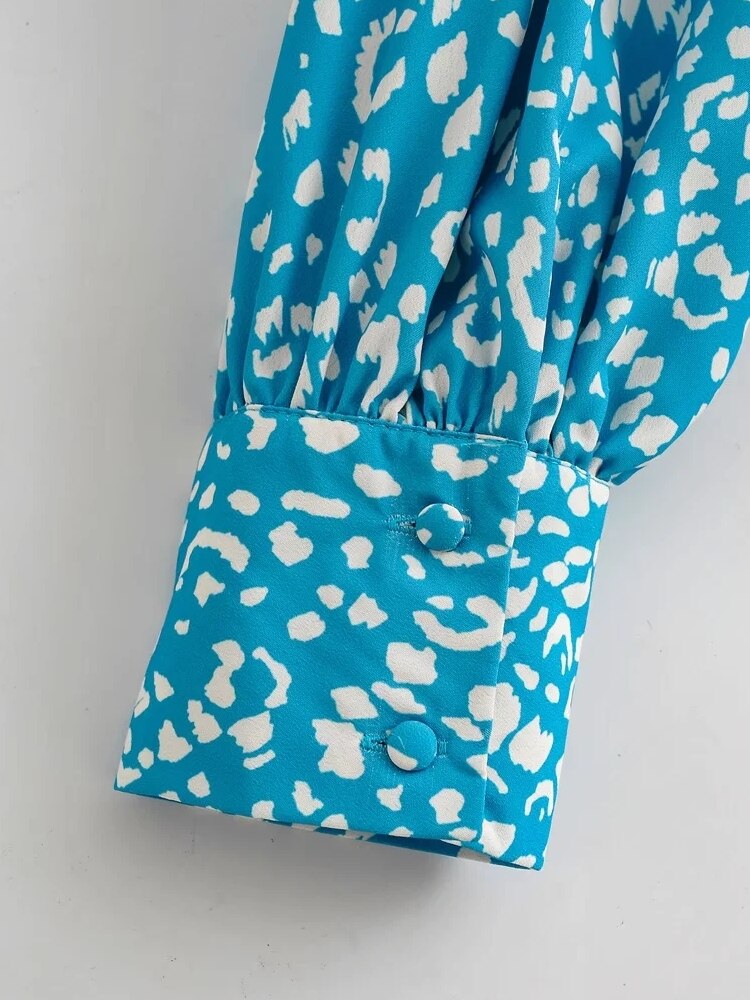 Chic Loose Leopard Print Blouse with Long Sleeves - Neon North Clothing