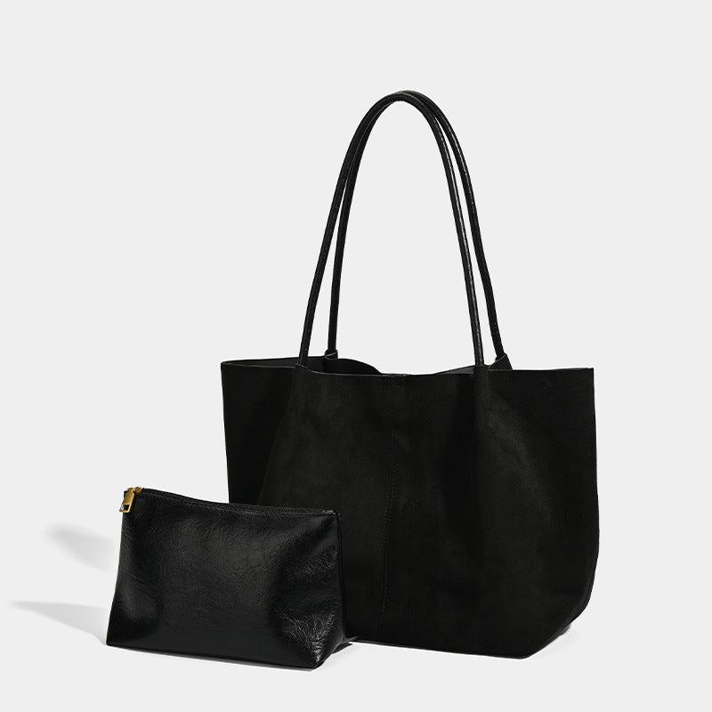 Suede Large-Capacity Handbag Set - Retro Shoulder and Handbag Combo