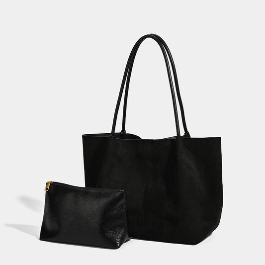 Suede Large-Capacity Handbag Set - Retro Shoulder and Handbag Combo