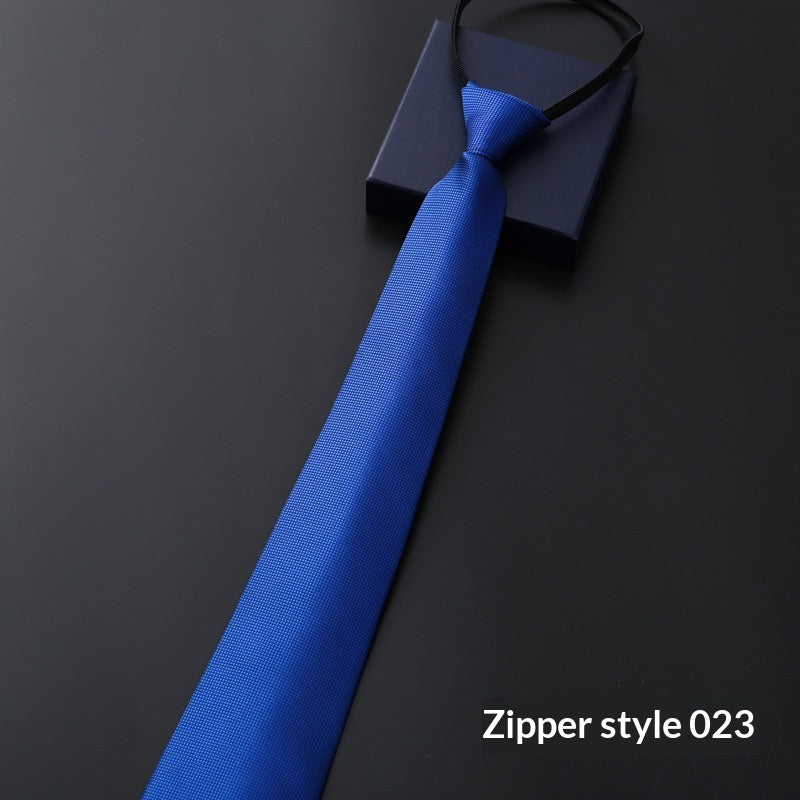 Mens Formal Zipper Tie with Blue Stripes for Business Attire - Neon North Clothing
