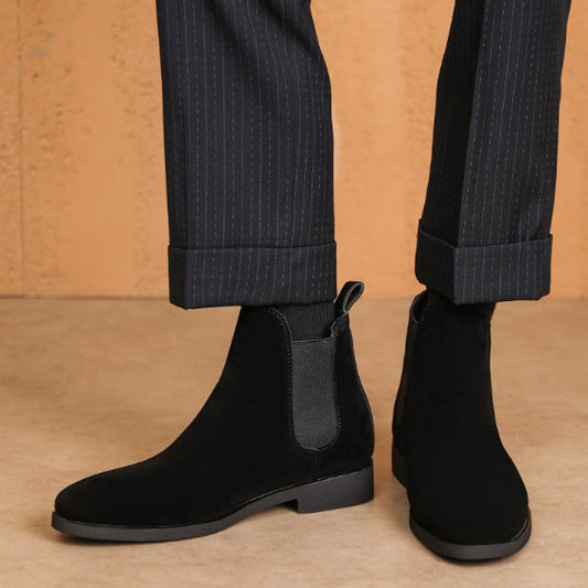 British Casual Men's Suede Shoes - Stretch Lace-up Design for Comfort