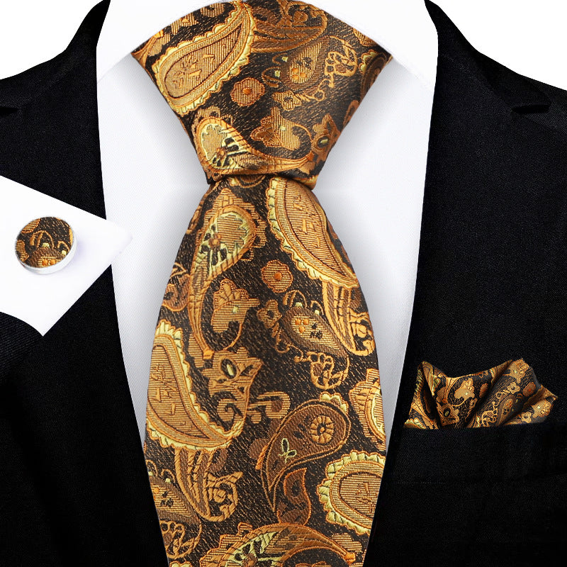 Jacquard Embroidered Tie with Cashew Pattern Design - Neon North Clothing