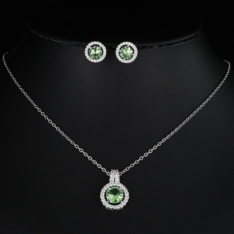 Two-piece Zircon Necklace and Earrings Set for Elegant Style