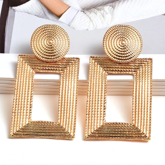 Geometric Gold Color Metal Dangle Drop Earrings - Neon North Clothing