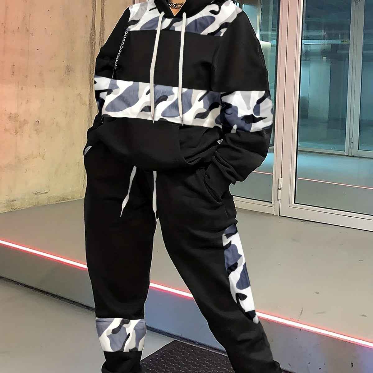 Women's Leopard-Print Pantsuit: Casual Street-Style Long-Sleeve Design