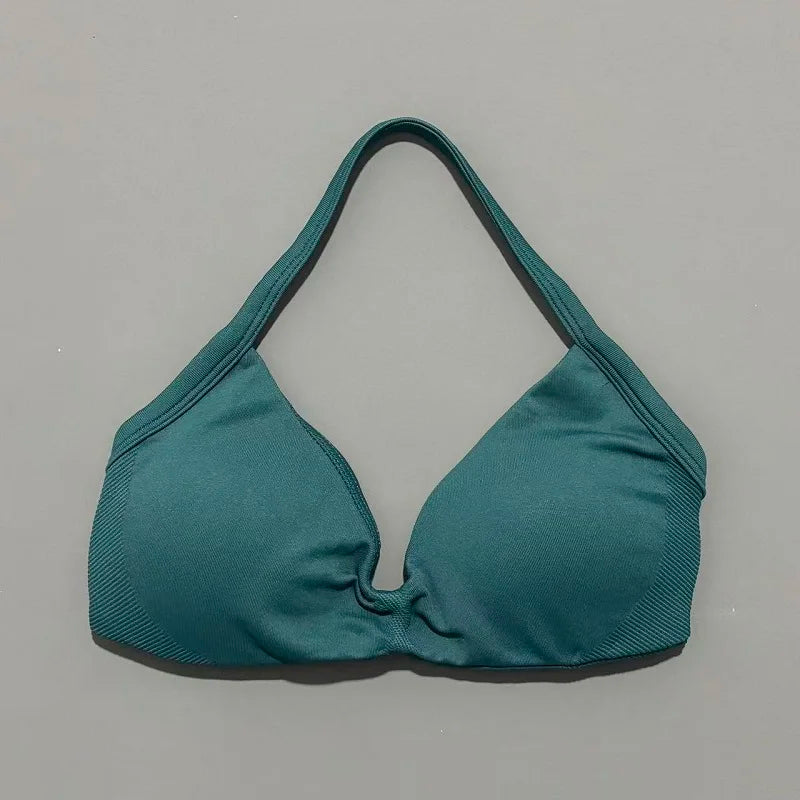 Strappy Backless Yoga Gym Bra with Push-up Removable Cups - Neon North Clothing