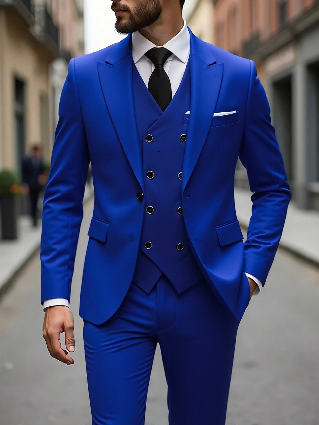 Double-breasted Three-Piece Suit Set for Men – Stylish Business Attire
