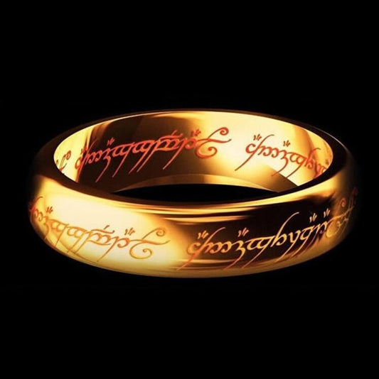 The Lord of One Ring Black Silver Gold Titanium Stainless Steel Ring - Neon North Clothing