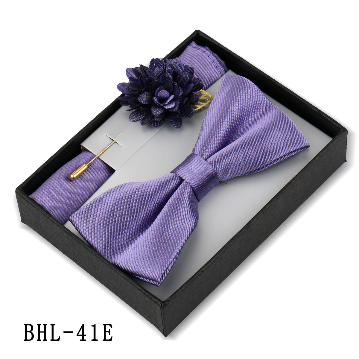 Men's Bow Tie Pocket Square Set with Brooch - Solid Color Elegance - Neon North Clothing